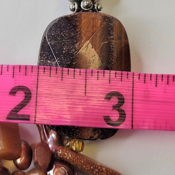 Brown hued gemstone fashion necklace and earrings set - Picture 10 of 14